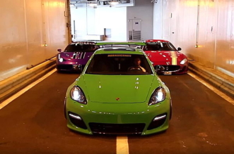 Porsche Panamera Turbo vs Ferrari 458 Speciale vs Maserati GranTurismo battle in Monaco tunnel