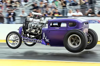 Purple People Eater Hot Rod drag strip